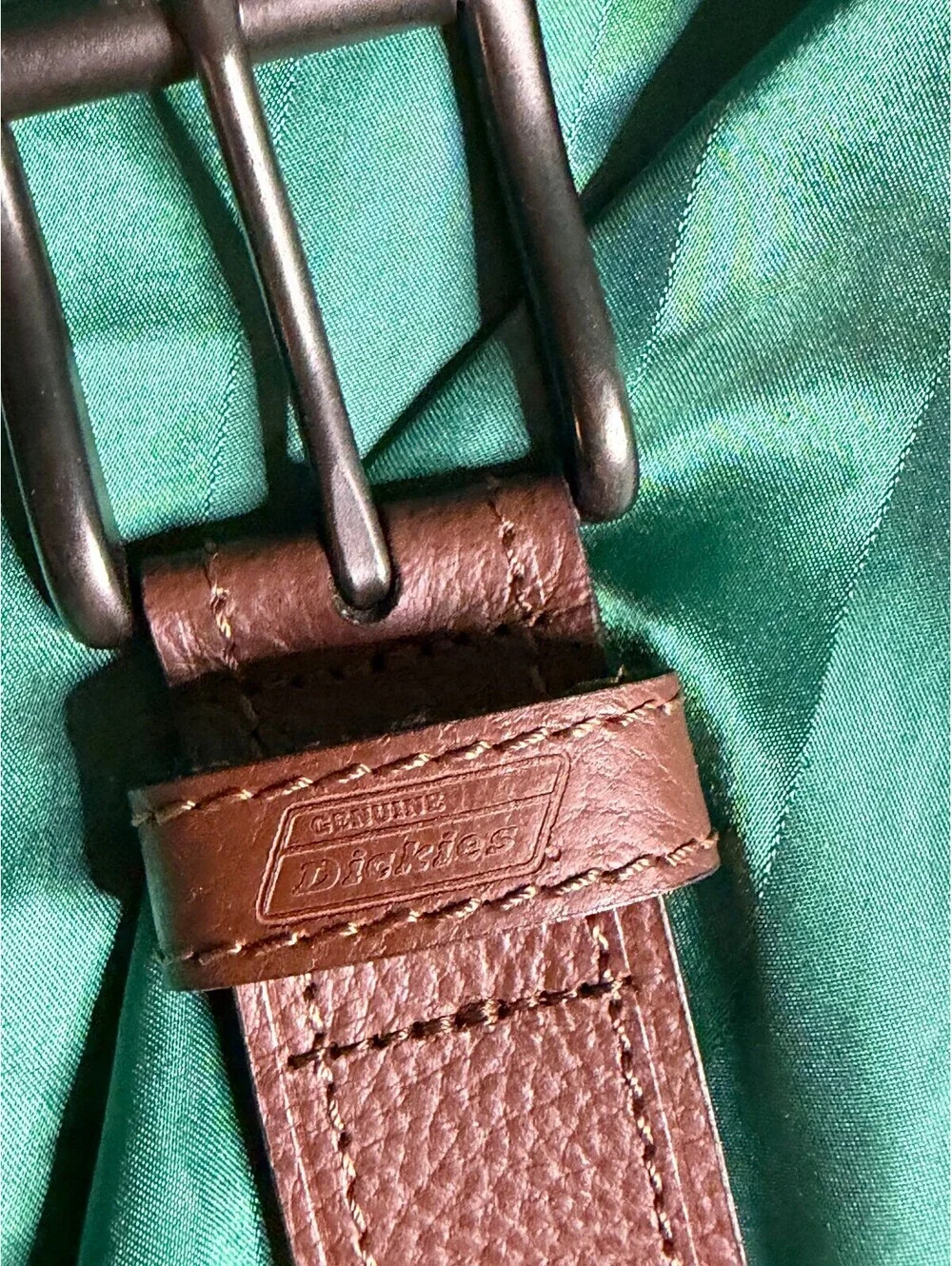 Dickies Mens Brown Genuine Leather Belt Size 34/85 Metal Buckle